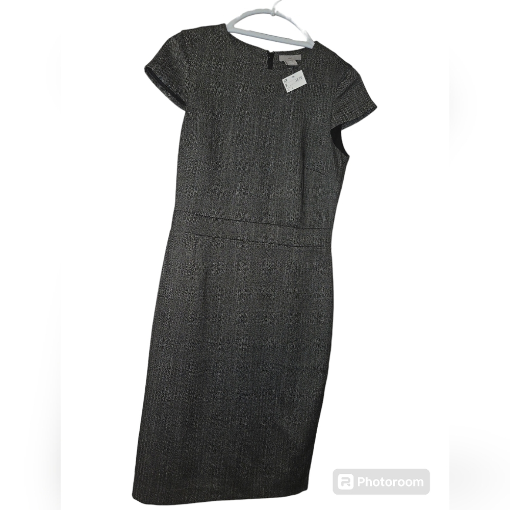 H&M black & white dress, NWT, size 6, cap sleeves and mini-herringbone design